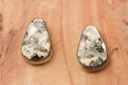 Genuine White Buffalo Turquoise Sterling Silver Navajo Earrings
